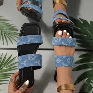 Peacock Blue Denim Sandals